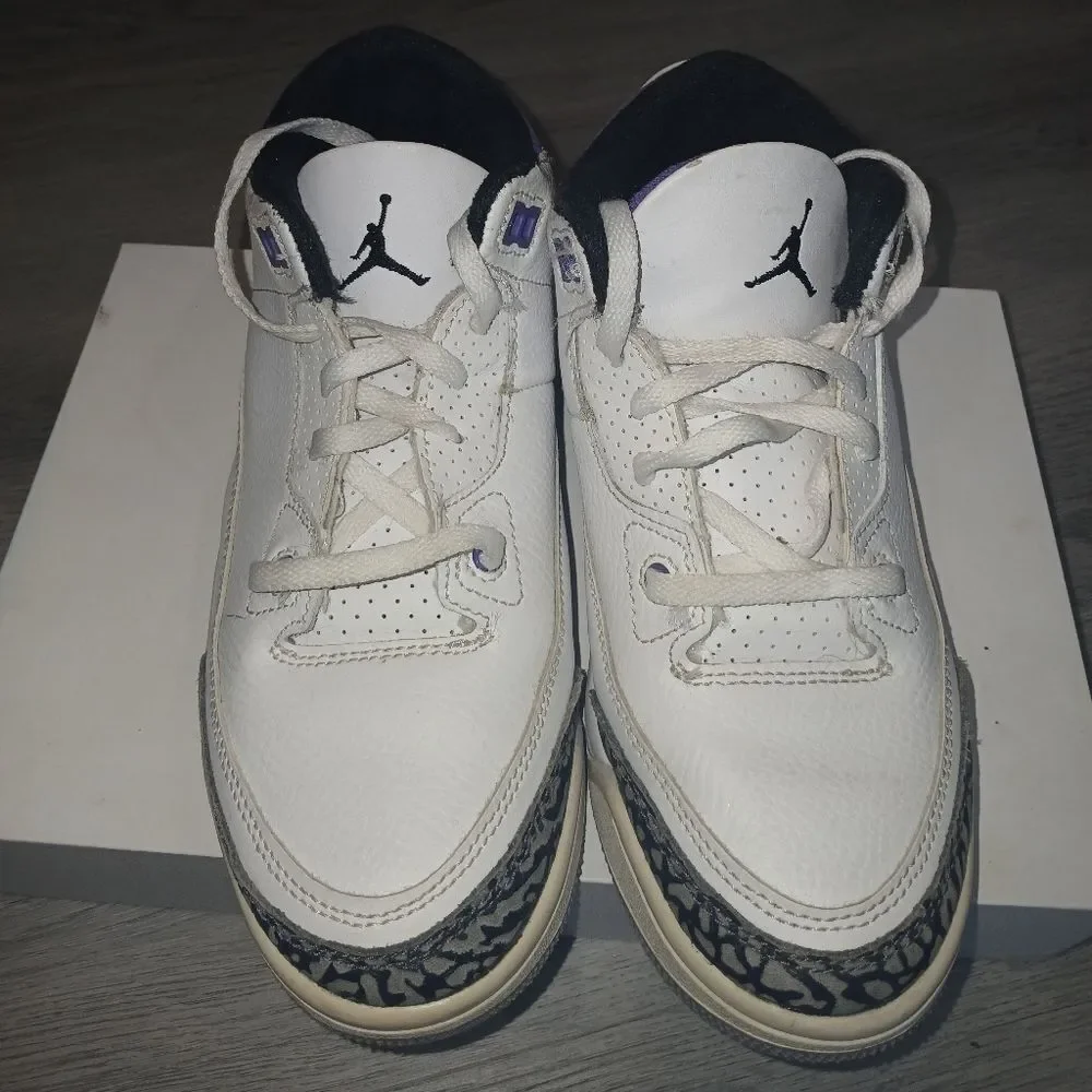Nike JORDAN 3 Retro Dark Iris PS Sneakers DM0966-105 White 3Y Big Boys Girls
